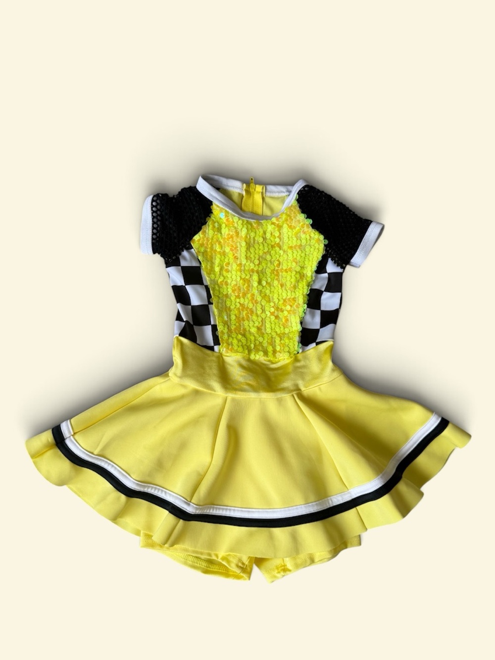 Weissman Yellow and Black Checkered Racing Skater Costume